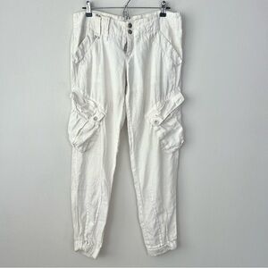 Miss Sixty Y2K Vintage White Cargo Linen Jogger Pants